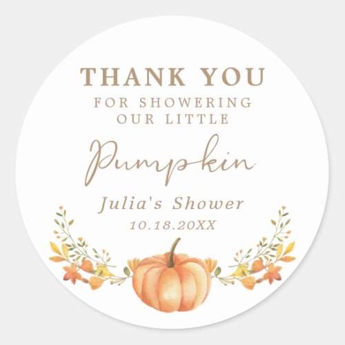 Boho Pumpkin Fall Foliage Thank You Favor Classic Round Sticker