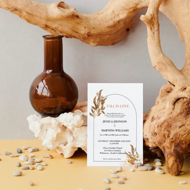  Boho Pumpkin fall in love autumn wedding Invitation (Creator Uploaded)