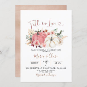 Boho Pumpkin Fall in love Engagement Party Invitation