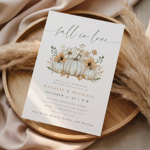 Boho Pumpkin Fall in Love Wedding Anniversary Invitation