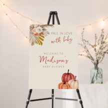 Boho Pumpkin Fall in Love with Baby Welcome Sign