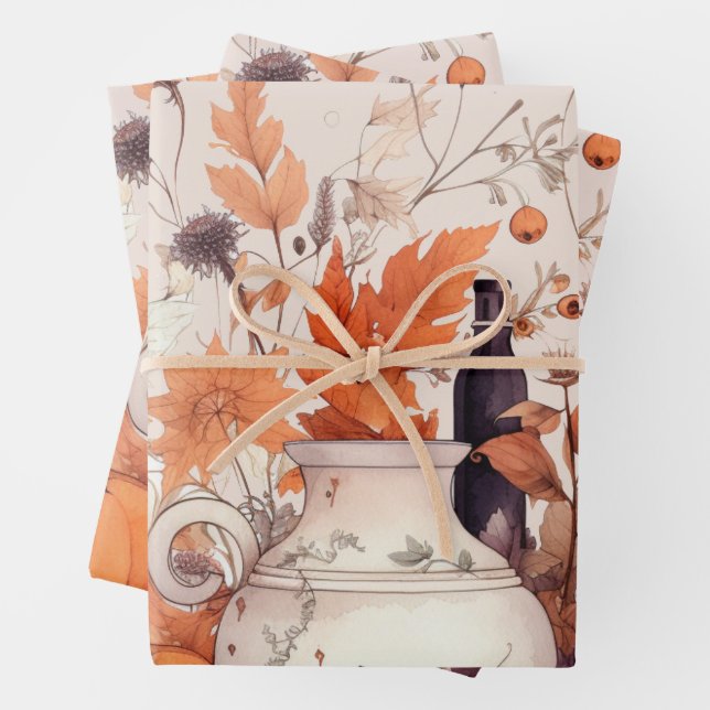 Boho pumpkin fall  wrapping paper sheets (In situ)