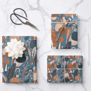 Boho Pumpkin Fall Wrapping Paper Sheets