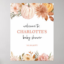 Boho Pumpkin Floral Fall Baby Shower Welcome Sign