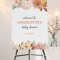 Boho Pumpkin Floral Fall Baby Shower Welcome Sign