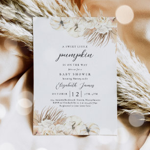 Boho Pumpkin Floral Gender Neutral Baby Shower Invitation