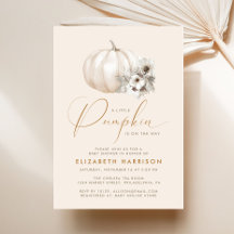 Boho Pumpkin Florals Watercolor Baby Shower
