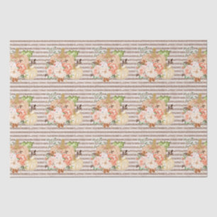 Boho pumpkin flowers gold glitter lines autumn tissue paper
