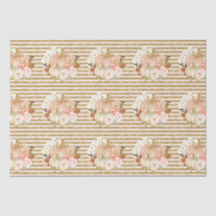 Boho pumpkin flowers gold glitter lines tissue paper