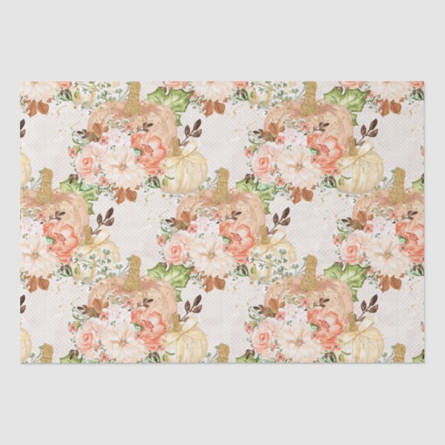 Boho pumpkin flowers polka dots tissue paper (Front)