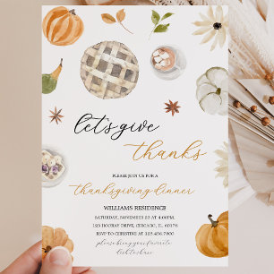 Boho Pumpkin Let's Give Thanks Invitation