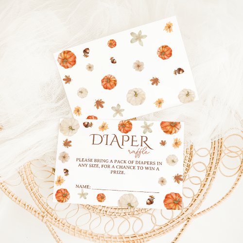 Boho Pumpkin Neutral Cute Diaper Raffle Enclosure Card