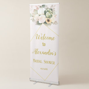 Boho Pumpkin Pampas Grass Elegant Bridal Shower Retractable Banner
