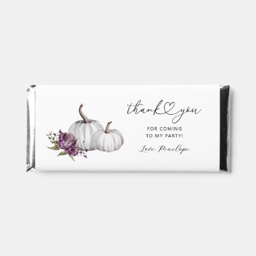 Boho Pumpkin Purple Floral Party Thank You Hershey Bar Favors