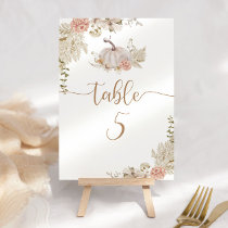 Boho pumpkin rustic baby shower table number