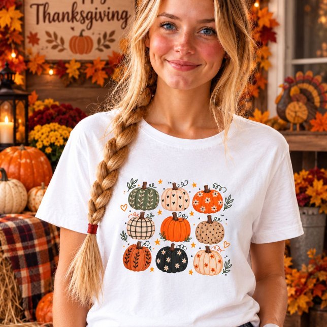 Boho Pumpkin Shirt Cute Fall Pumpkin Pattern Tee (Creator Uploaded)