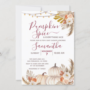 Boho Pumpkin Spice & Everything Nice Baby Shower Invitation