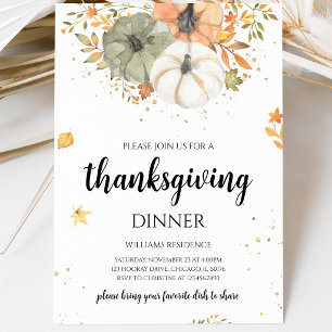 Boho Pumpkin Thanksgiving Dinner Invitation