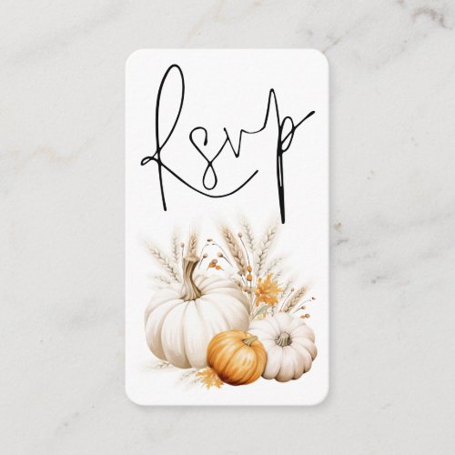 Boho Pumpkins Script QR Code Wedding RSVP  Enclosure Card