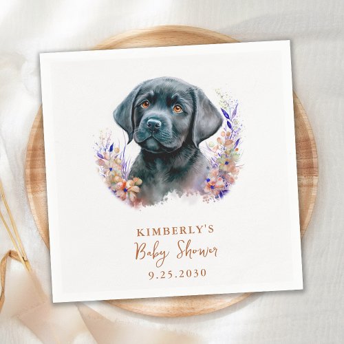 Boho Puppy Dog Modern Terracotta Baby Shower Napkins