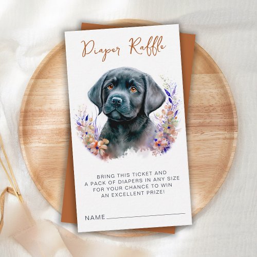 Boho Puppy Dog Orange Baby Shower Diaper Raffle Enclosure Card