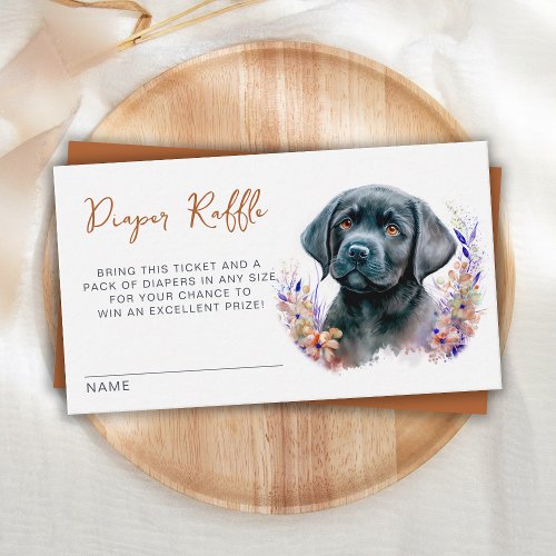 Boho Puppy Dog Orange Diaper Raffle Baby Shower Enclosure Card