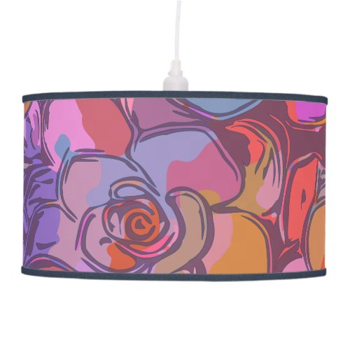 Boho Purple Abstract Botanical Art Pattern Ceiling Lamp