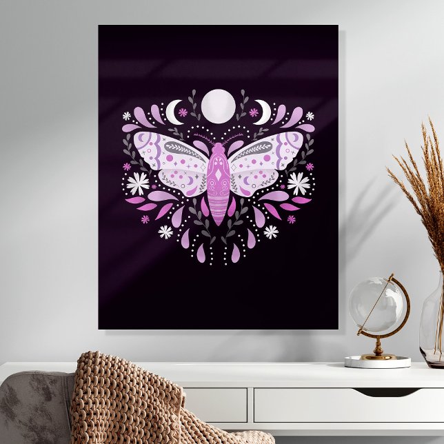 Boho Purple Abstract Moth Wall Art Acrylic Photo Tile (Creator Uploaded)