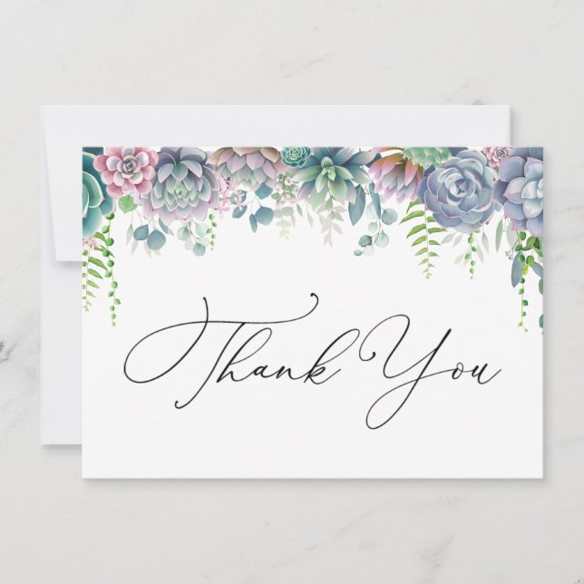 Boho Purple and Green Succulent Thank You (Front)