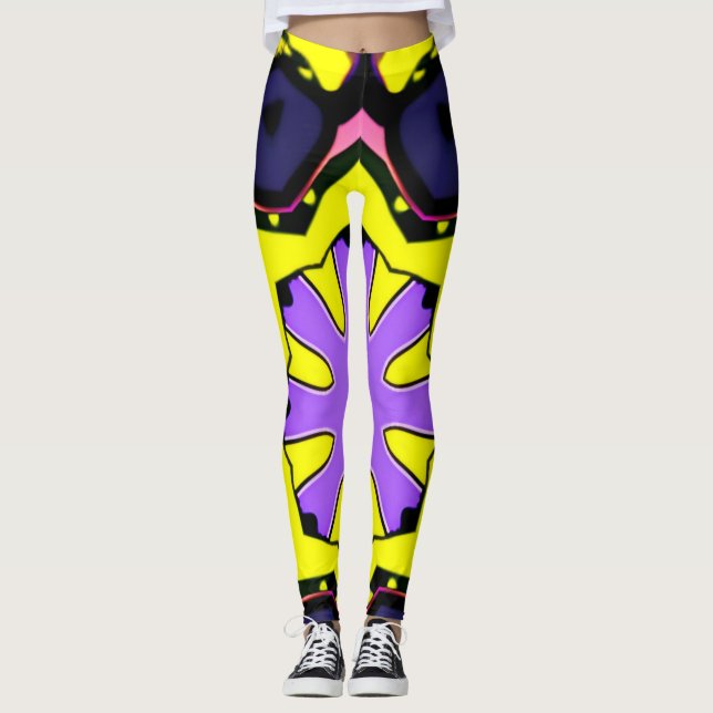Boho purple, blue, pink design. Make a Statement Leggings (Front)