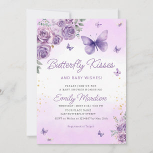 Boho Purple Butterfly Floral Baby Girl Baby Shower Invitation