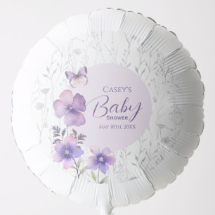 Boho Purple Butterfly Girl Baby Shower Balloon
