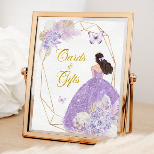 Boho Purple Butterfly Quinceaera Cards and Gifts Poster