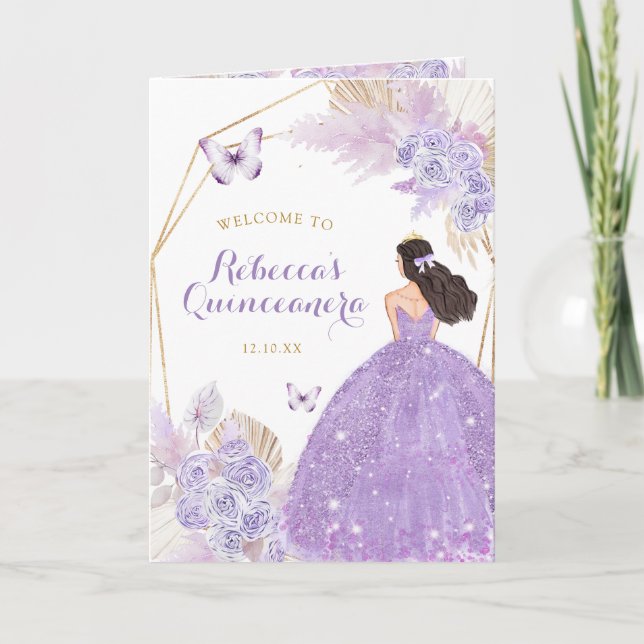 Boho Purple Butterfly Quinceañera Program Template (Front)