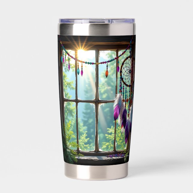 Boho Purple Dreamcatcher in Window Insulated Tumbler (Front)