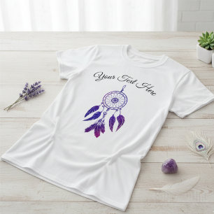 Boho Purple Dreamcatcher Personalized Text Graphic T-Shirt