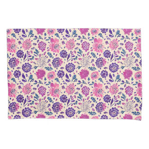 Boho Purple Floral Botanical Pillow Case