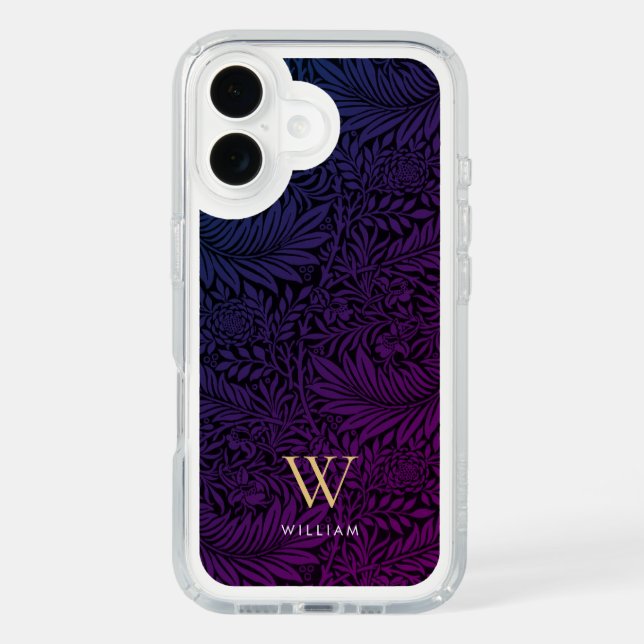 Boho Purple Floral Gold Monogram Name Speck iPhone Case (Front)