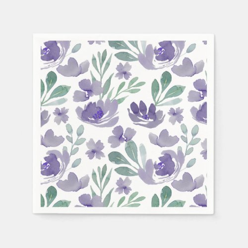 Boho  Purple Floral Pattern Wedding Napkins