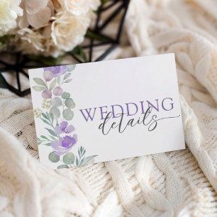 Boho Purple Floral Watercolor Wedding RSVP Card