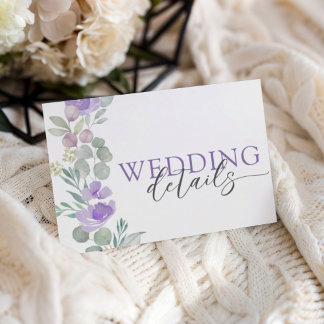 Boho Purple Floral Watercolor Wedding RSVP Card