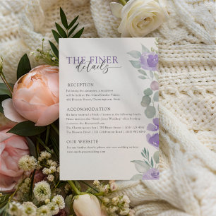 Boho Purple Floral Wedding Details  Enclosure Card