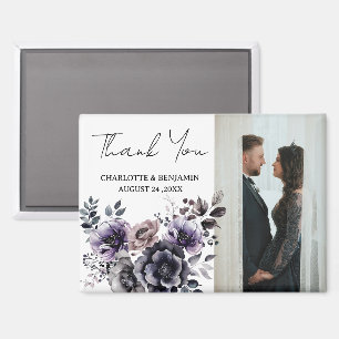Boho Purple Floral Wedding Thank You Magnet
