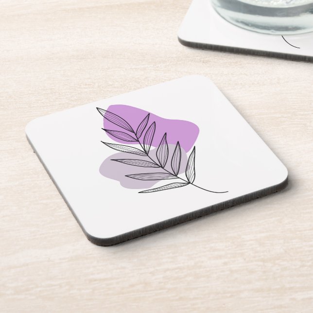 Boho purple flower beverage coaster (Left Side)
