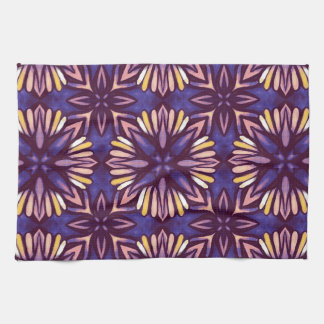 Boho Purple Flower Pattern - Dark Floral Aesthetic Kitchen Towel
