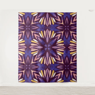 Boho Purple Flower Pattern - Dark Floral Aesthetic Tapestry