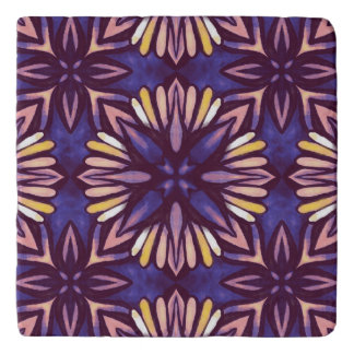 Boho Purple Flower Pattern - Dark Floral Aesthetic Trivet
