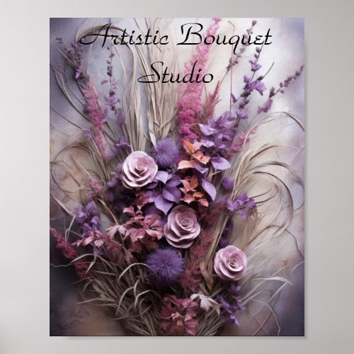 Boho Purple Flowers Business Poster