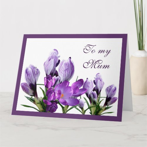 Boho purple flowers trendy card for Mother Mom 