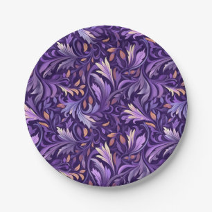 Boho purple foliage paper plates